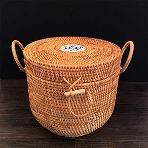Cubo de almacenamiento de cerámica hecha a mano de ratán, Cubo de