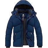wantdo Men's Waterproof Winter Coat Warm Puffer Jacket with Removable Hood