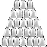 PLULON 25 Pcs White Drawstring Backpack Bags Bulk String Backpack Cinch Sack Pull Sport Gym Backpack Bags for Yoga Traveling Outdoor Sports