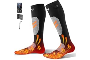VEVOR Heated Socks, 5000mAh Battery Powered, Rechargeable Heating Socks with 4 Heating Levels, Electric Heated Sock with APP 