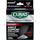 Curad Performance Series Infrared Ankle Support, Black, Small/Medium | Elastic Pullover Fit, Targeted Compression for Enhanced Recovery and Performance, Powered by CELLIANT Technology