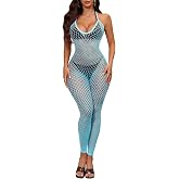 Buitifo Womens Sexy Bodysuit Fishnet Tights Bodycon Jumpsuit | Lingerie for Woman Back Criss Cross Mesh Nightwear Stockings One Size