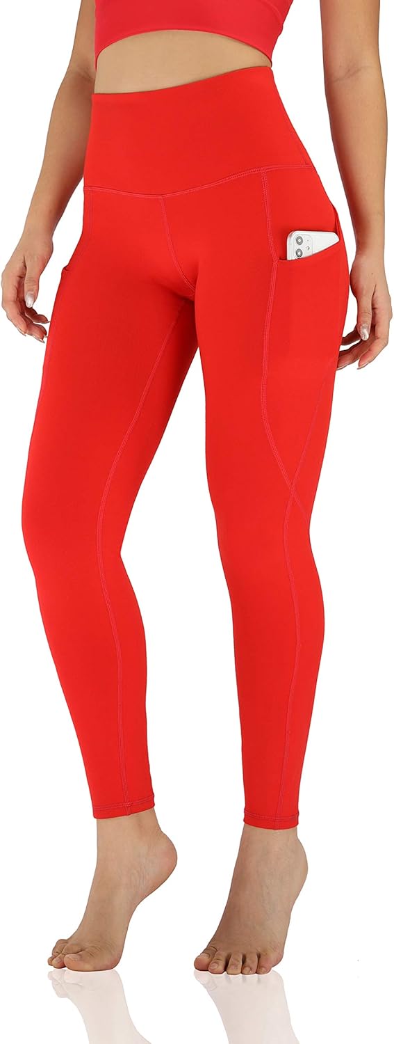 ODODOS Women's High Waisted Yoga Leggings with Pocket, Workout Sports Running Athletic Pants with Pocket: Clothing
