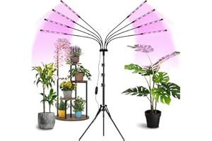 mychoiii Grow Lights for Indoor Plants,8 Heads Red Blue White Full Spectrum Plant Light with 15-60" Adjustable Tripod Stand,A