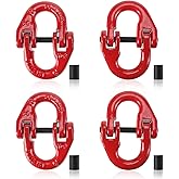 NORJIN 4 Pack G80 Alloy Steel Hammerlock Coupling Link, 5/16" Hammer Lock Safety Chain Connector Link 4400 lbs Working Load Limit
