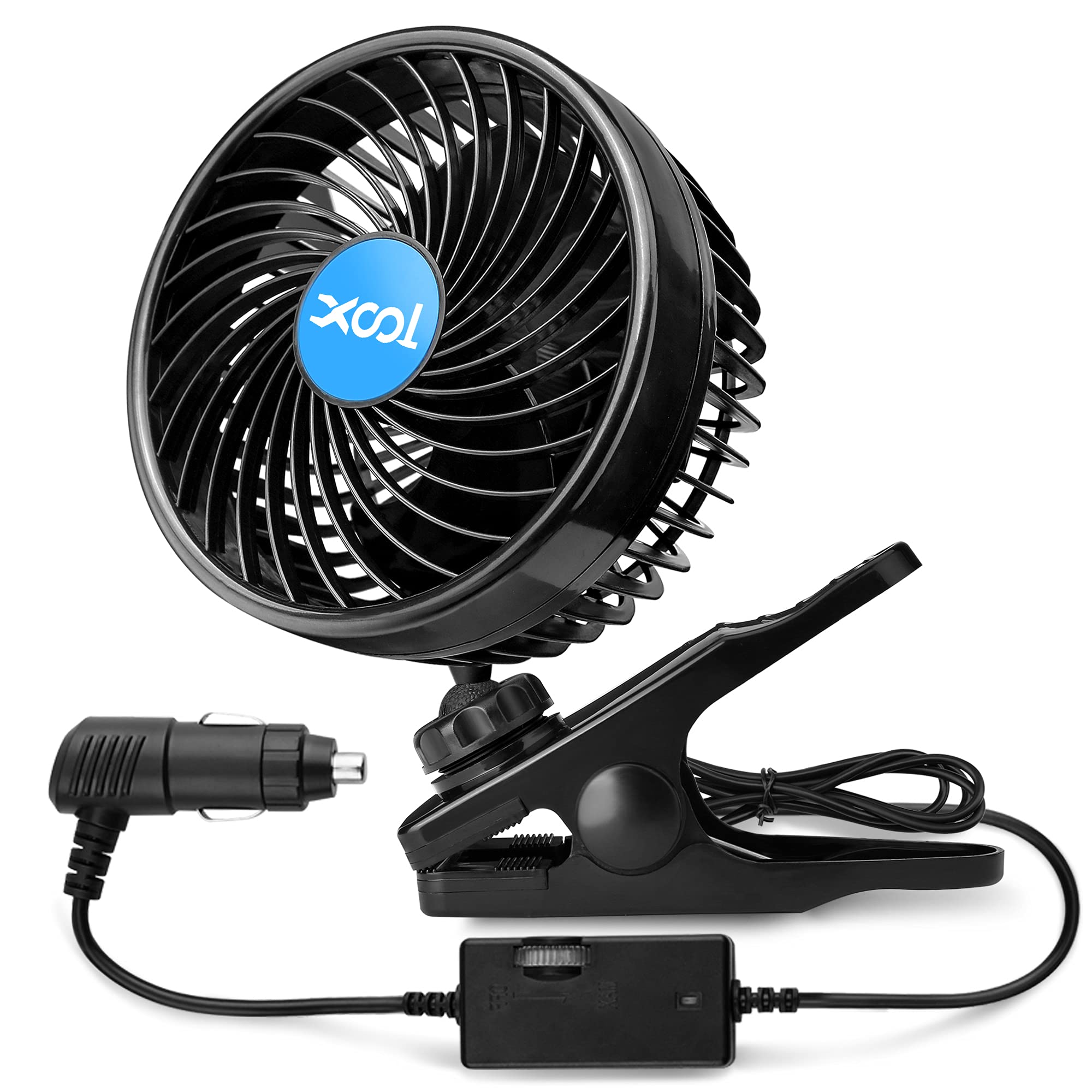 Photo 1 of **MISSING CLIP AND MOUNTING BRACKET**XOOL 12V 6'' Car Fan, Clip Fan 360 Degree Rotatable Car Fan Cooling Air Fan with Stepless Speed Regulation & Cigarette Lighter Plug for SUV, RV, Vehicles