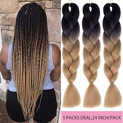 Buy Mscharm 5 Packs Synthetic Braiding Hair Extensions Ombre Twist Braiding Hair High Temperature Hair Extensions For Women Daily Or Party Use 100g Pack 24inch Black Light Brown Online In Hong Kong B07fnln34y