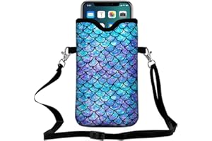 FREZORA Cell Phone Sleeves Bag Case Crossbody Neoprene Holder Lanyard Phone Pouch for Women Men 7.5 X 4.5 Inches - Scale