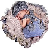 Holibeat Newborn Boy Photography Props Baby Boy Photo Shoot Outfits Infant Gentleman Romper Suits with Hat