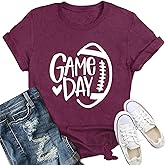 IFQ Womens Game Day Shirt Football Sunday Funday T-Shirt Football Season Rugby Mom Tee