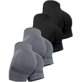 CHRLEISURE Women's 4 Packs Workout Gym Shorts, High Waisted Butt Lifting Scrunch Butt Seamless Booty Shorts