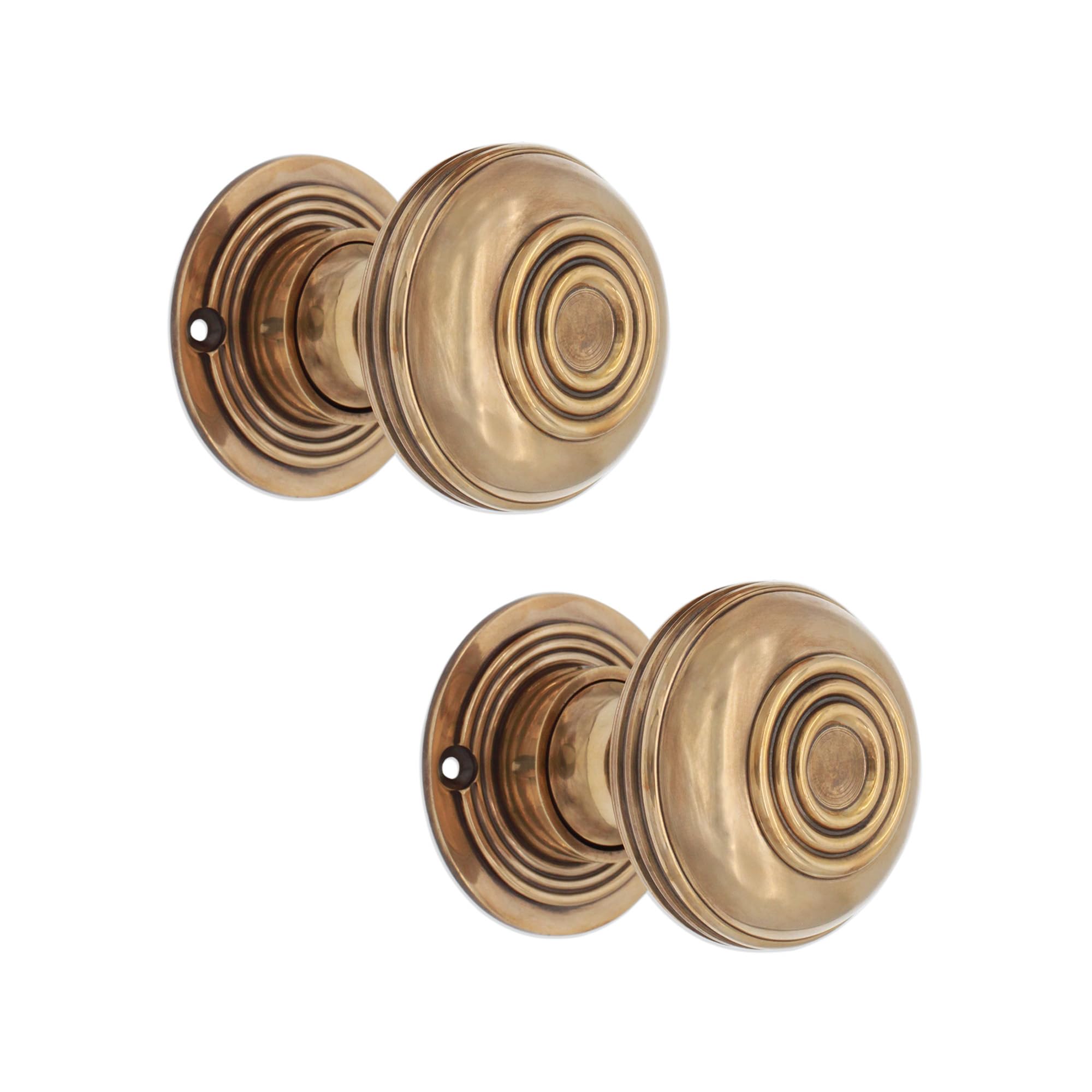 Infinity Decor Bloxwich Style Mortice Door Knobs 60mm - Solid Brass - Aged Brass, Polished Nickel (Aged Brass)