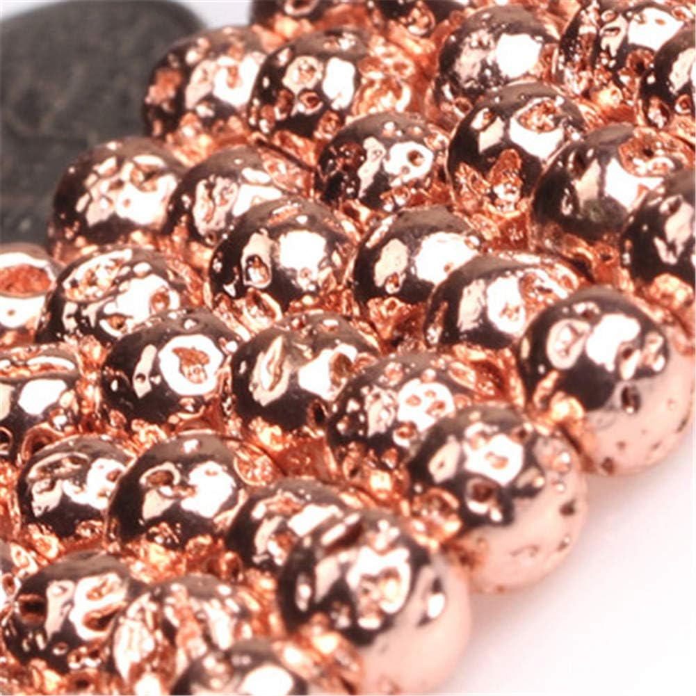 GEM-Inside 4mm Rose Gold Metallic Coated Volcanic Rock Round Gemstone Semi Precious Loose Beads for Jewellery Making 15'' - Image 3