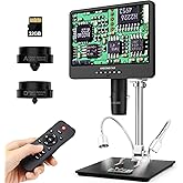 Andonstar AD249S-M 10.1 Inch HDMI Digital Microscope 2000x for Adults, 3 Lens 2160P UHD Video Record, Soldering Microscope fo