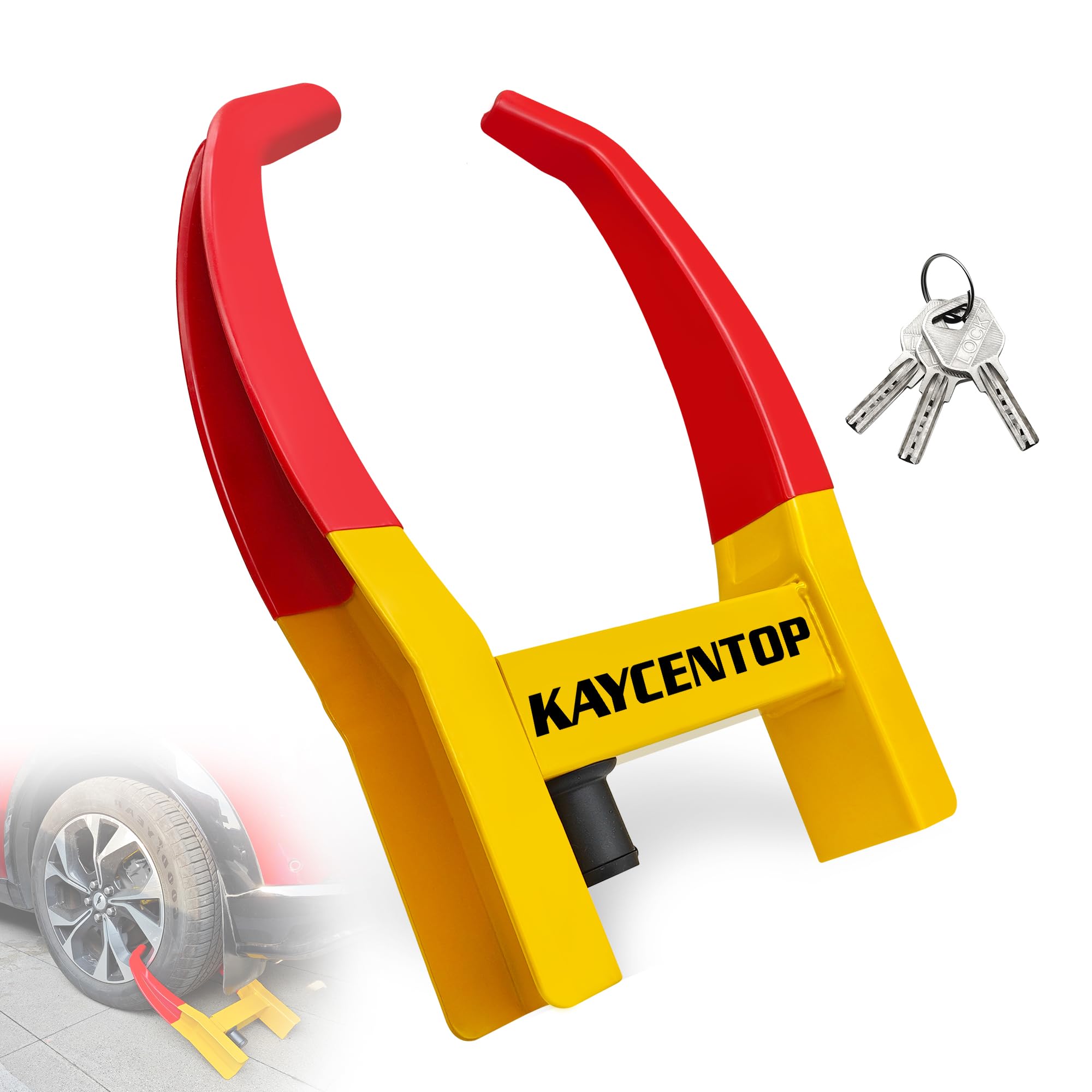 Photo 1 of KAYCENTOP Wheel Lock, Wheel Clamp Lock Security Tire Lock Anti Theft, Max 14" Tire Width, Universal Wheel Lock for Trailers SUV Boats Atvs Motorcycles Golf Cart
