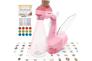 MFEESYOB Drawing Projector for Kids, Tracing and Drawing Projector for Kids with Cute Swan Look, Smart Art Sketcher Projector with 96 Stencils, Toddler Toys for Girls Boys 3+, Pink