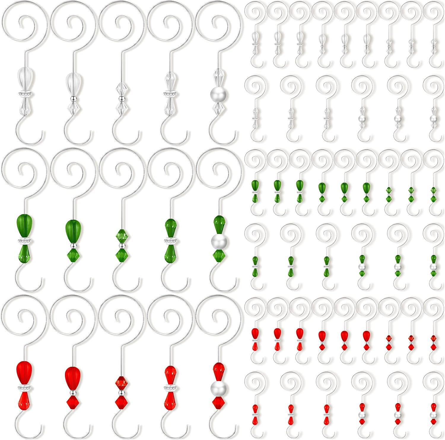 Ornament Hooks - Zhengmy 45 Pieces Christmas Hook Acrylic Wire Ornament Hook Christmas Ornament Hooks Xmas Tree Ornament Hooks Holiday Ornament Hanger Hooks for Christmas Home Decoration (Silver)