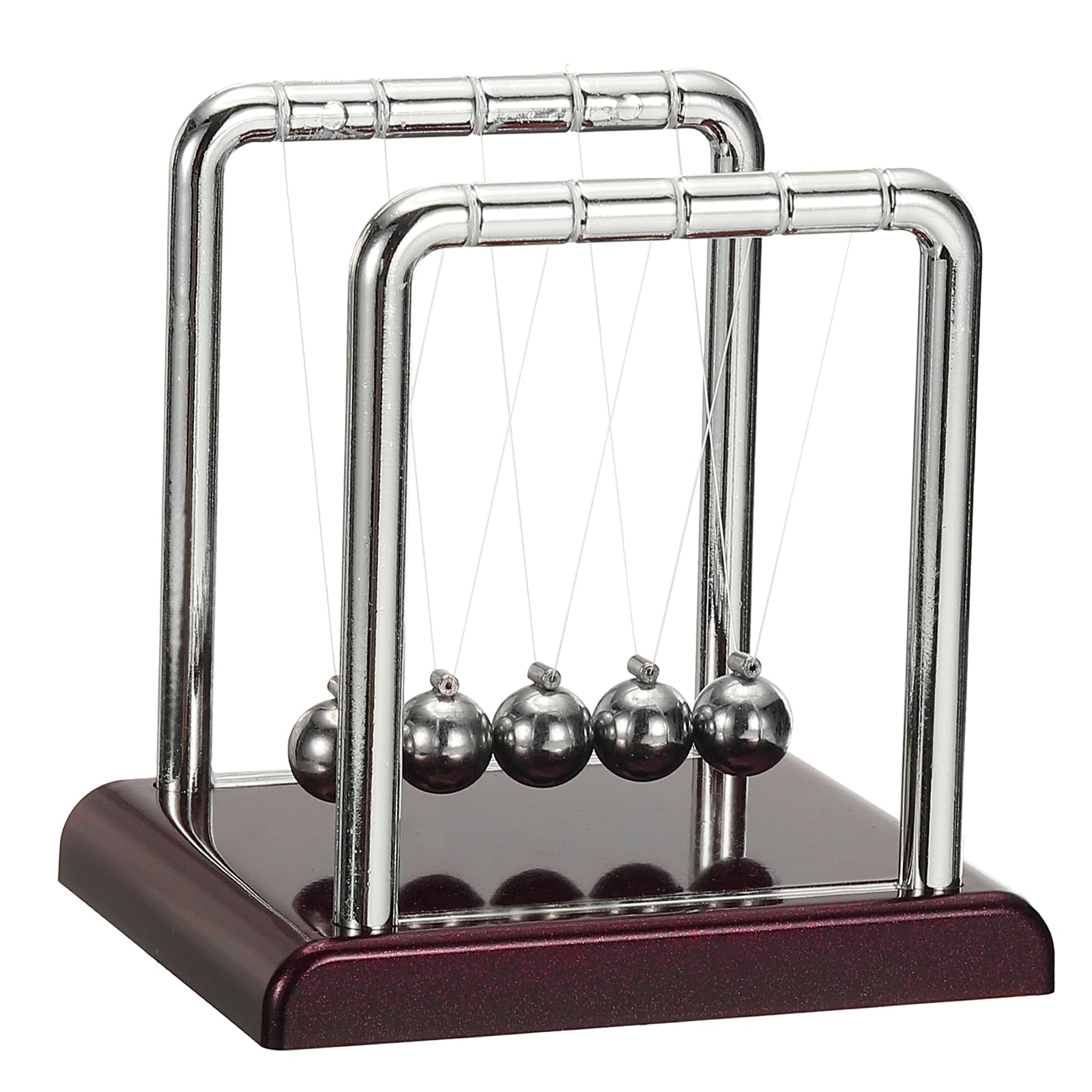 PATIKIL Newtons Cradle, Newton's Cradle Pendulum 5 Balance Balls Desk Toys Gravity Ball Cool Funny for Physics Toys Adults Science Men Office Desk Decor Home Gift, Red, S