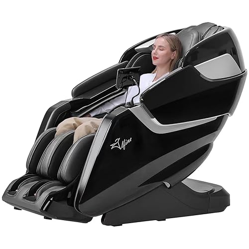 Alfine 4D Black Knight Massage Chair, Full Body Deep Yoga Recliner with