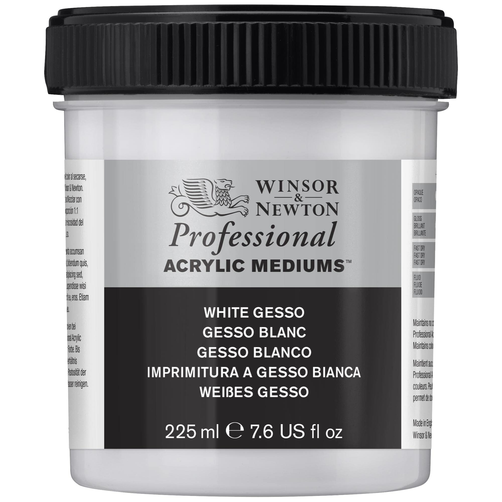 Winsor & Newton WN Acrylic White Gesso, ACFAWG237, 225 ml (Pack of 1), 3040920