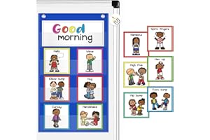 Auchq Morning Meeting Greetings Classroom Chart, Preschool Kindergarten Elementary Teacher Supplies for Classroom Must Haves, Social Greetings for Kids, Great for Back to School/Welcome Sign.