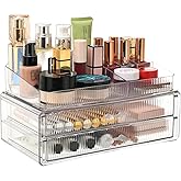 ZHIAI stackable storage drawers, acrylic storage rack, cosmetics and beauty products organizer, suitable for makeup room, bathroom, pantry, home bedroom storage