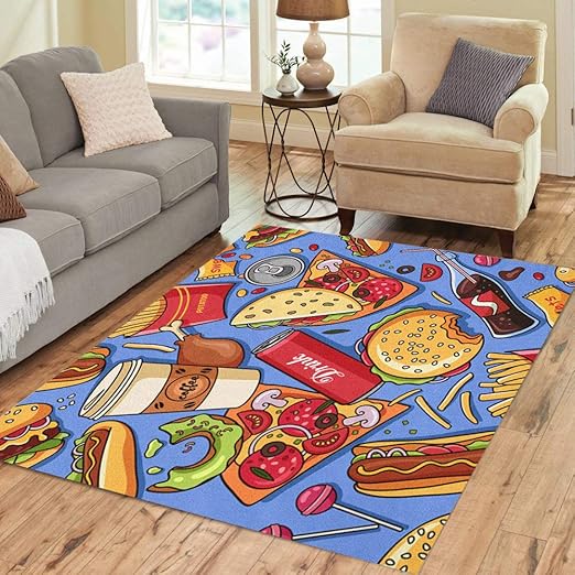 Amazon Com Pinbeam Area Rug American Fast Food Fun And Bright