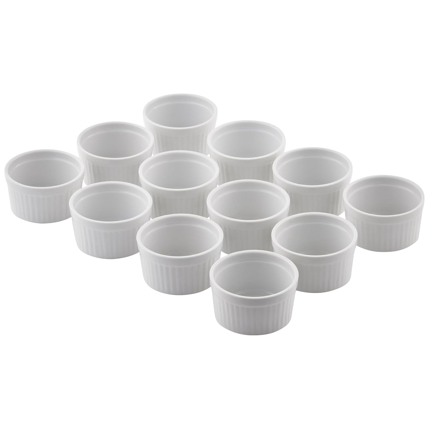 LEVIVO Ramekin/Porcelain Baking Moulds, Set of 12, White, 8.5 x 8.5 x 4