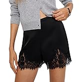 Silk Satin Mini Shorts Women Lace Trim Low Rise Micro Silp Shorts Cute Going Out Pajama Pj Bottoms