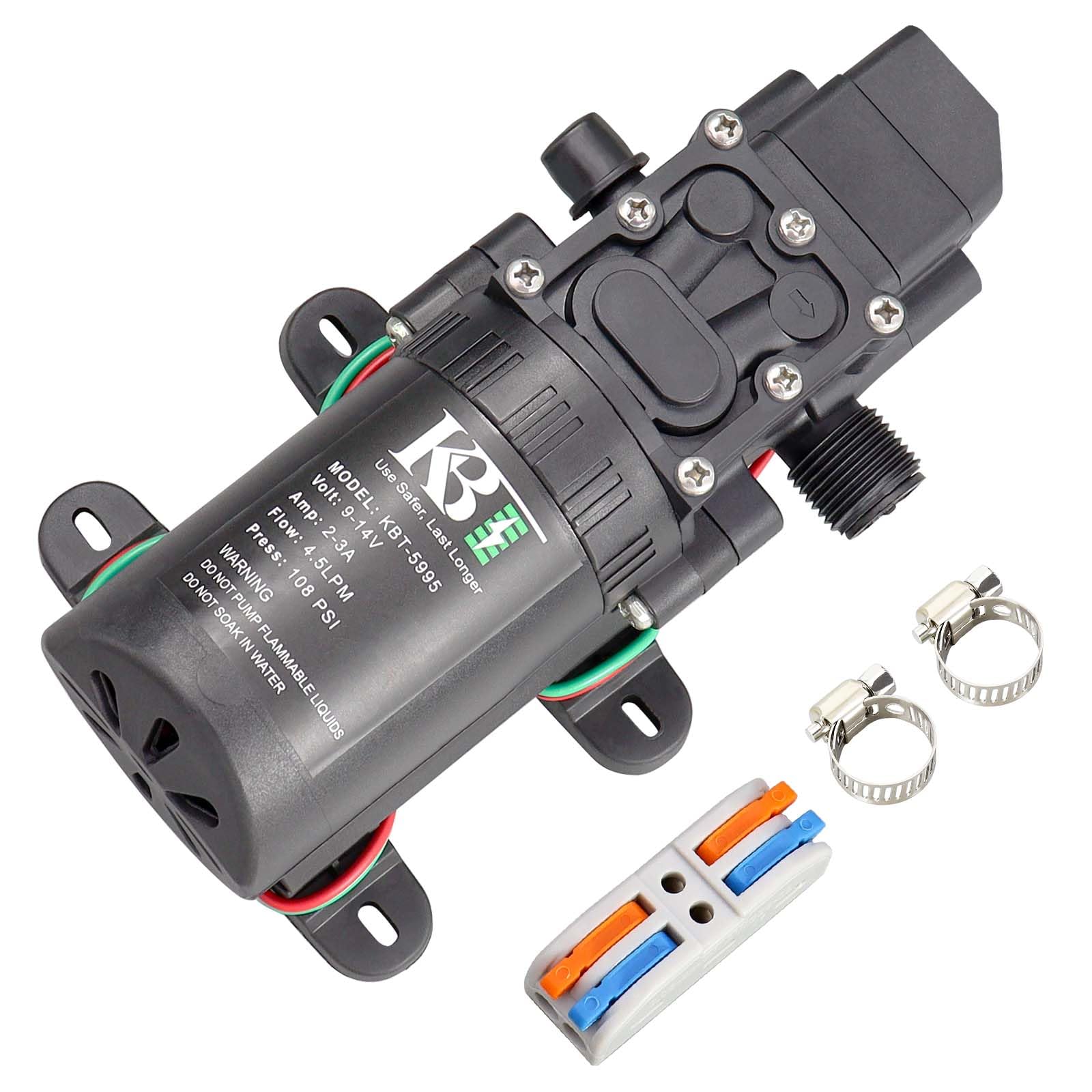 Photo 1 of 12V DC Water Transfer Diaphragm Pump Self Priming Sprayer Pump with Pressure Switch 4L/Min 1.05GPM 108PSI Adjustable for for RV Camping Shower Garden Weed ATV Marine Boat