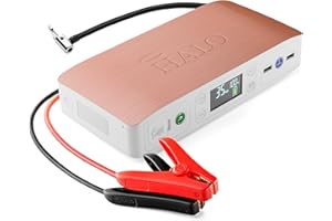 HALO Bolt Air 58830 Portable Car Battery Jump Starter | 100 PSI Air Compressor, 58.8Wh USB Power Bank, Emergency Floodlight & Charger, Jump Cars SUVs & Trucks, Inflate Tires, TSA Approved — Rose Gold
