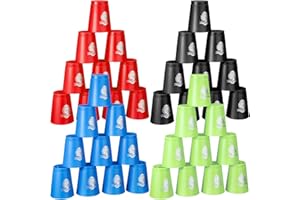Libima 48 Pcs Sports Stacking Cups Set Classic Stacking Games Speed Training Game for Boy Girl Adult Family Party Challenge Competition Travel Gift, 4 Colors