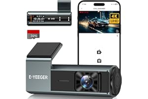 E-YEEGER Dash Cam Front 4K: Mini Dash Cams for Cars, 2160P Car Camera with Free 32GB Card, WiFi Dash Camera with APP, WDR Night Vision, 24 Hours Parking Monitor Dashcams, G-Sensor, Support 256GB Max