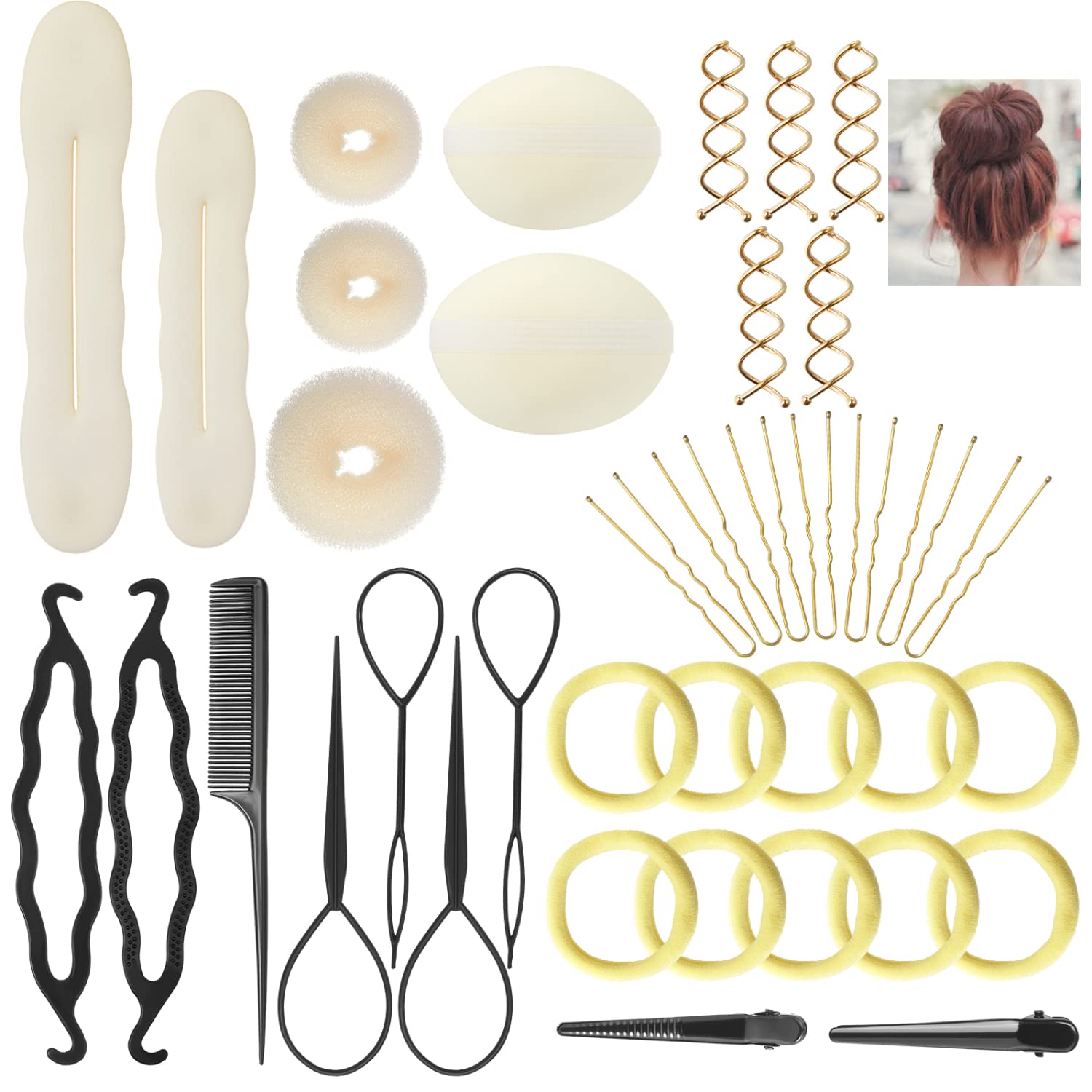 Lictin 70PCS Hair Styling Set, Hair Bun Maker, Hair Design Styling Tools, DIY Hair Accessories, Hair Modelling Tool Kit, Magic Simple Fast Spiral Hair Braid, Hair accessories for girls