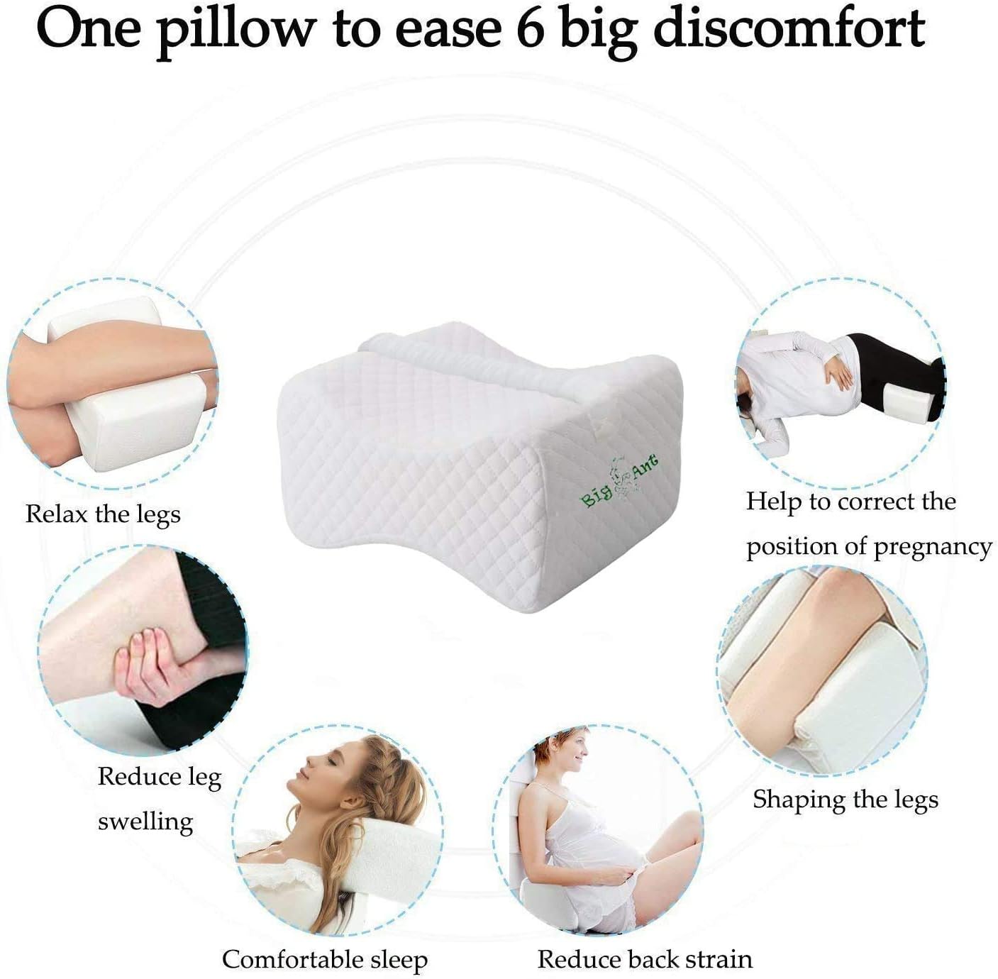 Big Ant Orthopedic Knee Pillow for Side Sleepers with Strap - Image 3