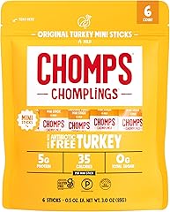 CHOMPS MINI Free Range Turkey Jerky Meat Snack Sticks, Original Turkey, 0.5 Ounce (Pack of 6)