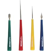 The Beadsmith 4-piece Diamond Tipped Bead Reamer Set, Color Coded Plastic Handles, Remove Burrs, Enlarge Holes, Smooth Edges