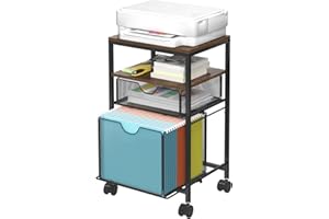 BOHDK Rolling File Cart with Storage Drawers, Mobile Filing Cabinet for Home Office, Hanging File Folder Organizer, Utility C