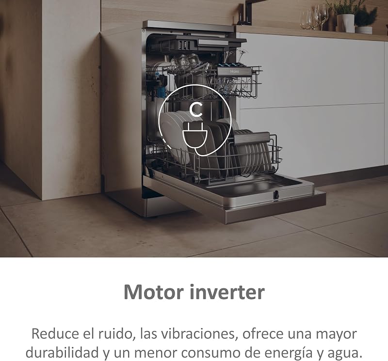 I-Pro Shine Series 5 XF1C3TB1FX, Lavavajillas Independiente 45CM, Motor Inverter, 11 Cubiertos, 3 Bandejas, 8 Ciclos, Wi-Fi, App hOn, Filtro Antibacterias, Apertura Automática, 43DB, Inox