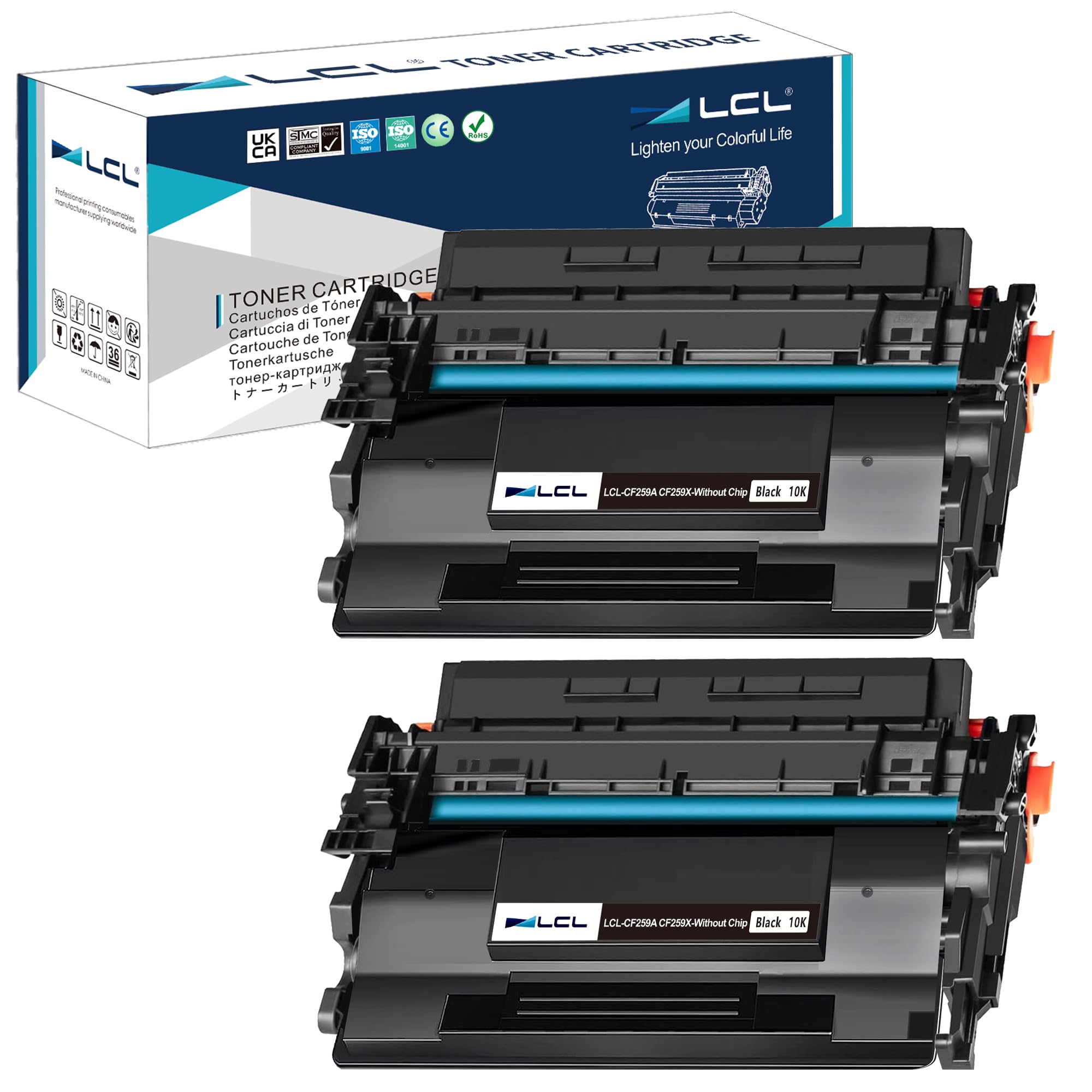 LCL CF259X Toner Cartridge Replacement for HP 59A 59X CF259A CF259X (Without CHIP) for HP M406 M406dn M404 M404n M404dn M404dw M304a MFP M428 M428dw M428fdn M428fdw M428m M430f Printers (2 Pack)