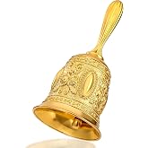 Golden Vintage Hand Bell, 4.5&rdquo; x 2.1&rdquo; Loud Call Service Handbell, Antique Hand Bell for Bedside Dinner Wedding Classroom Meditation