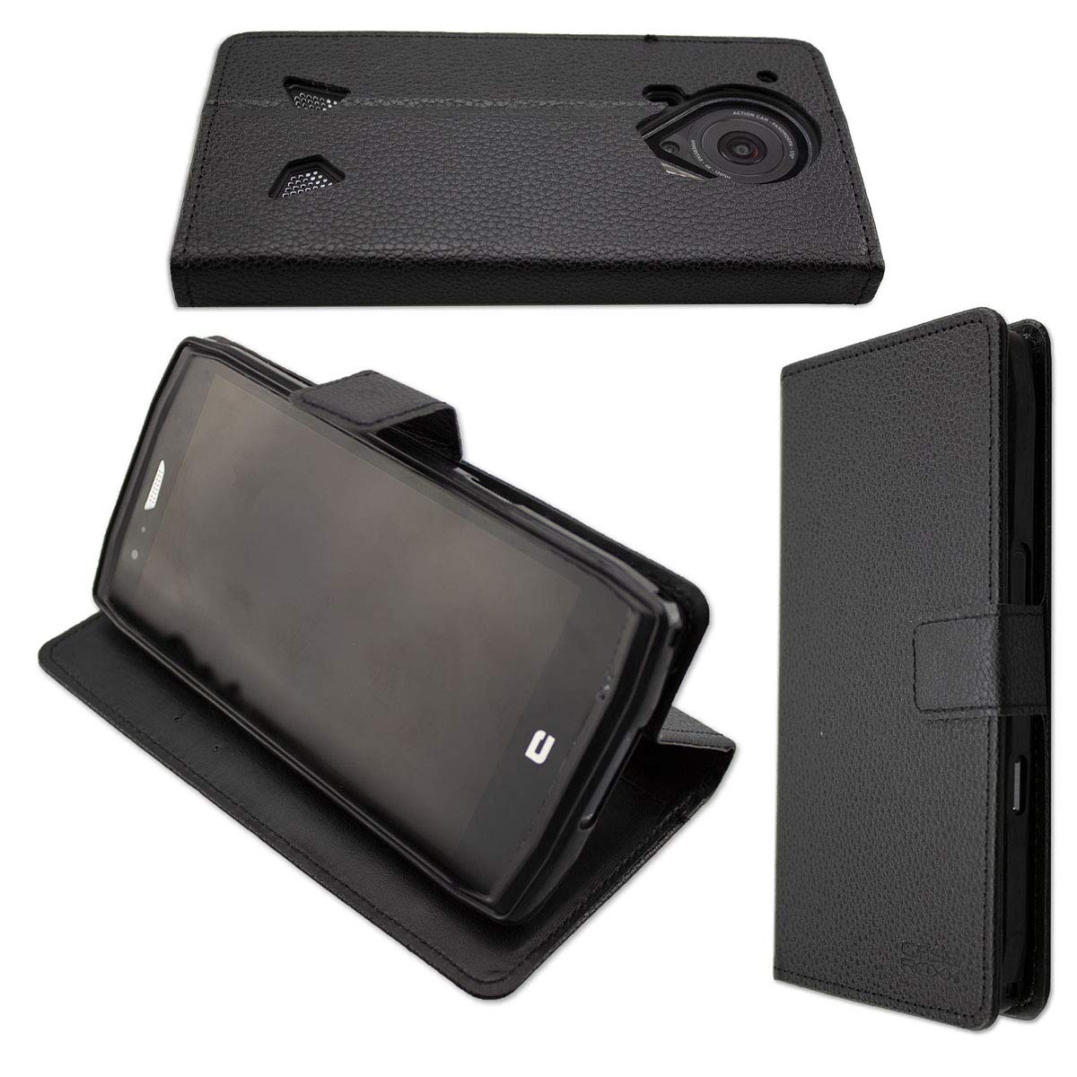 caseroxx Bookstyle-Case for Crosscall Trekker-X4, Cover, faux leather, black, Card Slots & Magnetic Closure