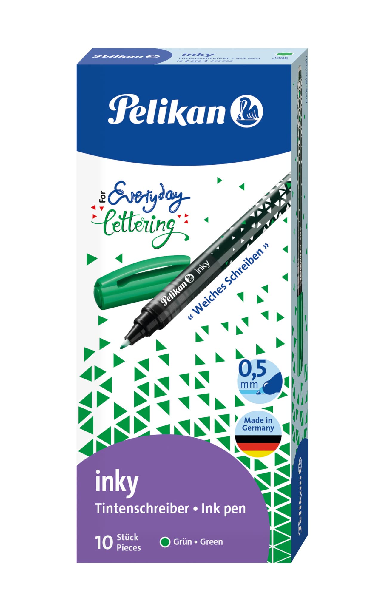Pelikan Inky 273 green pens with Liquid Ink Pack of 10