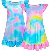 Fiodrimy 2Pcs Girls Nightgowns 3-8 Years Unicorn Sleepwear Night Sleep Dress Pajamas Little Kids Toddler Soft Nightgown