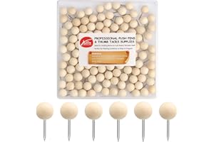 Yalis Wood Push Pins 120 Pcs,Decorative Wooden Thumb Tacks for Corkboard and Bulletin Board (120 pcs Map Tacks)