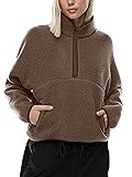 LASLULU Womens Half Zip Pullover Sherpa Jacket
