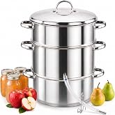 Cook N Home Stainless Steel Steam Juice Extractor, 11-Qt Steam Juicer Pot | Steam with Juice Pan, Strainer Steamer Pan, Lid &amp; Hose Clamp - Multi Pot Set for Jelly, Jam, Syrup Induction Compatible