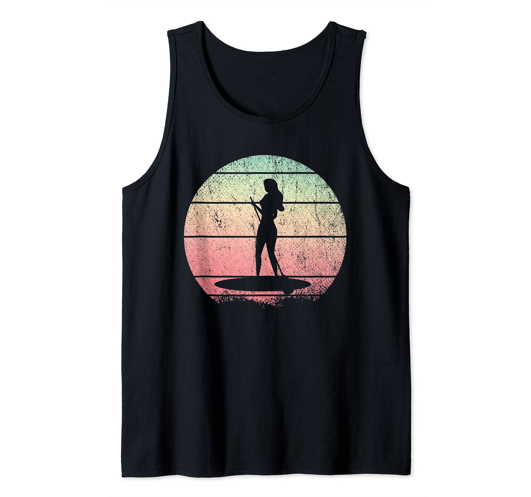 Retro Stand Up Paddling Paddleboarder Sunset Outdoor SUP Tank Top