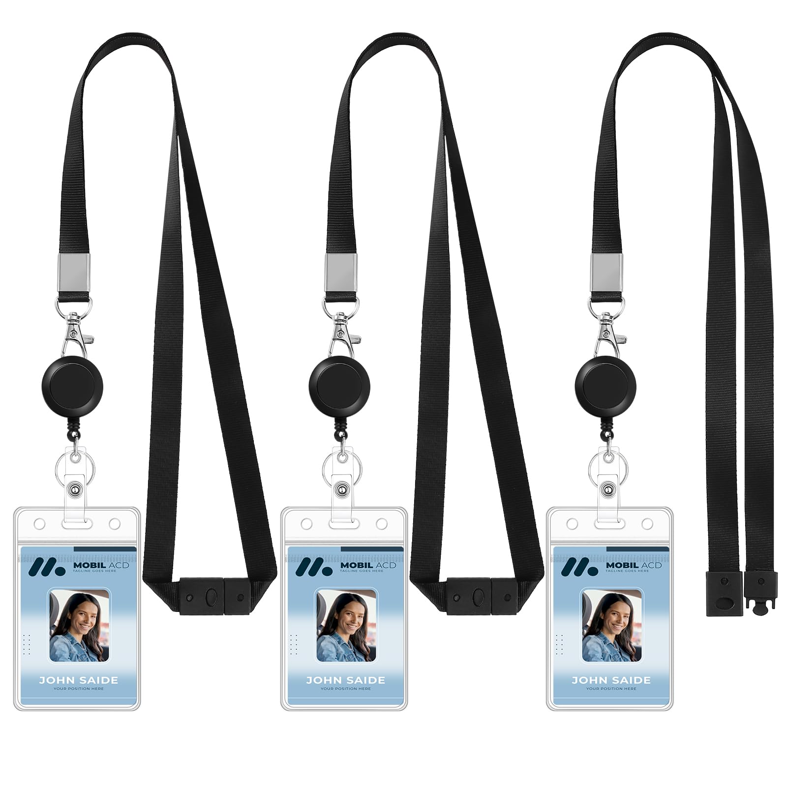 Photo 1 of 3 Pack Retractable ID Badge Holder with Breakaway Lanyard, Black Break Away Lanyards with Badges Holder Retractable Safety Cruises Lanyard for Id Badges Cruise Ship Cards and Keys