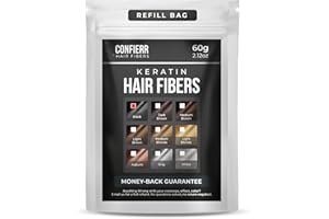 CONFIERR Keratin Hair Fibers Refill Bag for Men & Women - Fill In Fine or Thinning Hair, Bald Spots, Instantly Thicker & Fuller Hair (Black 60g)